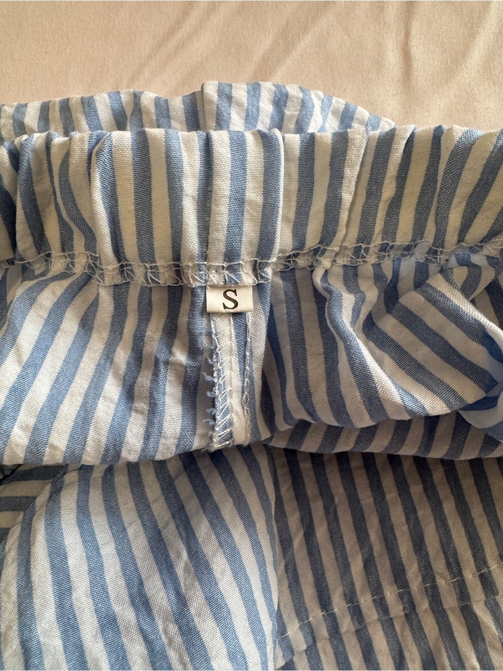 Light Blue Striped Women’s Tie-Waist Shorts - Picture 7 of 9